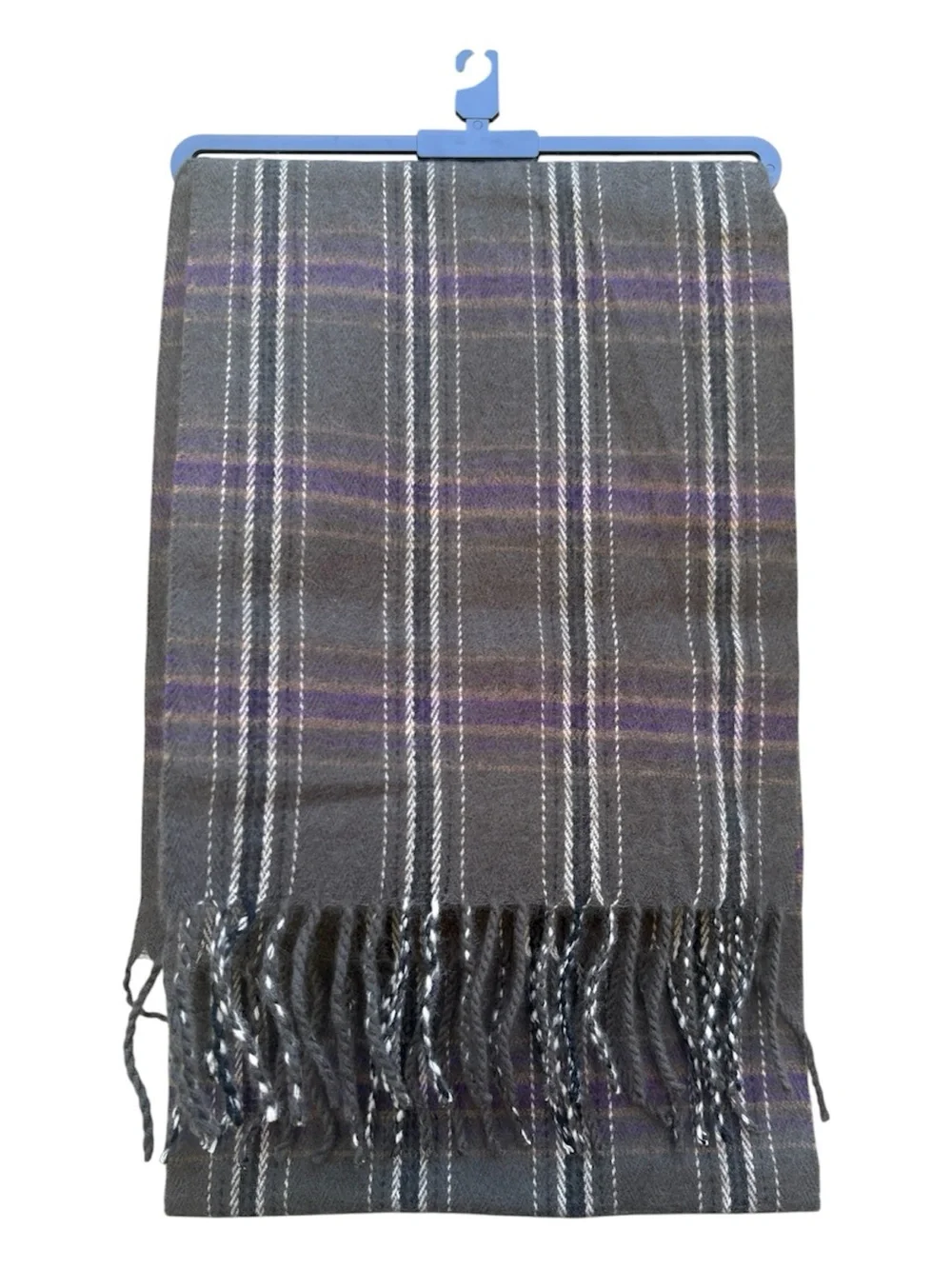 Route 66 Olive Scottish Tartan Knit Scarf with Purple Accent CV